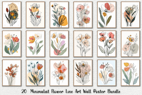 Download Minimalist Flower Line Art Wall Posters - Posters Collection