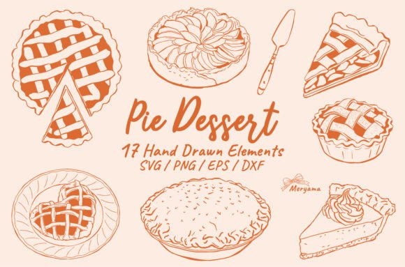 Download Hand Drawn Pie Bakery Dessert SVG PNG - Premium Resources